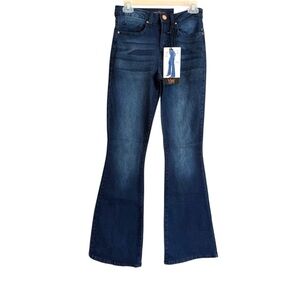 YMI Women's Dark Blue High Ruse Flare‎ Jeans Sz 28